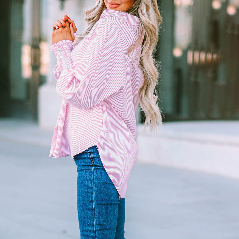 Elsie | Women's Oversized Button Up Shirt Balloon Sleeve Casual Blouse