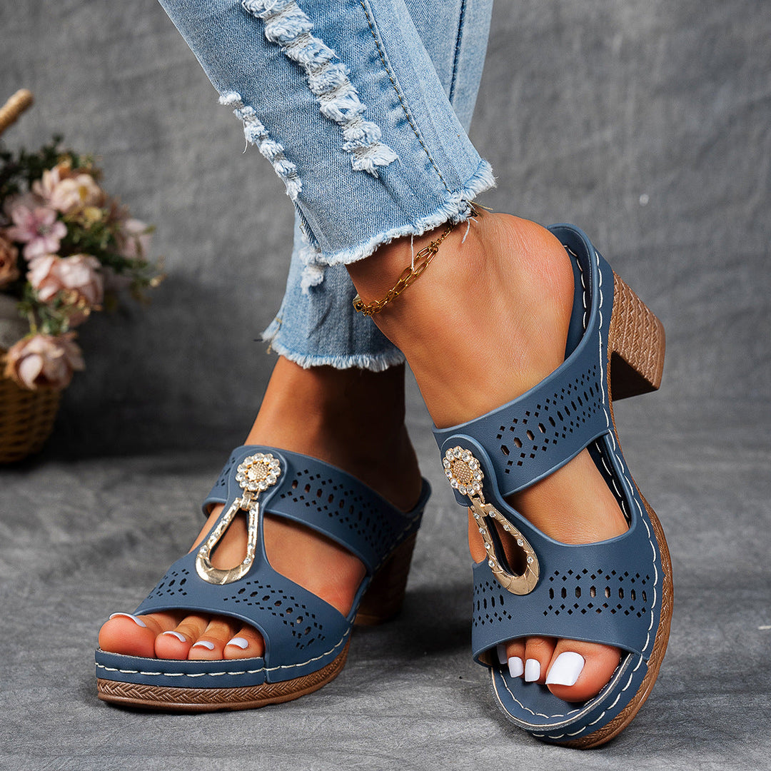 Valeene™ | Orthopedic Rhinestones Heel Sandals
