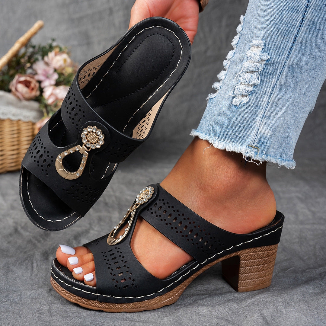 Valeene™ | Orthopedic Rhinestones Heel Sandals