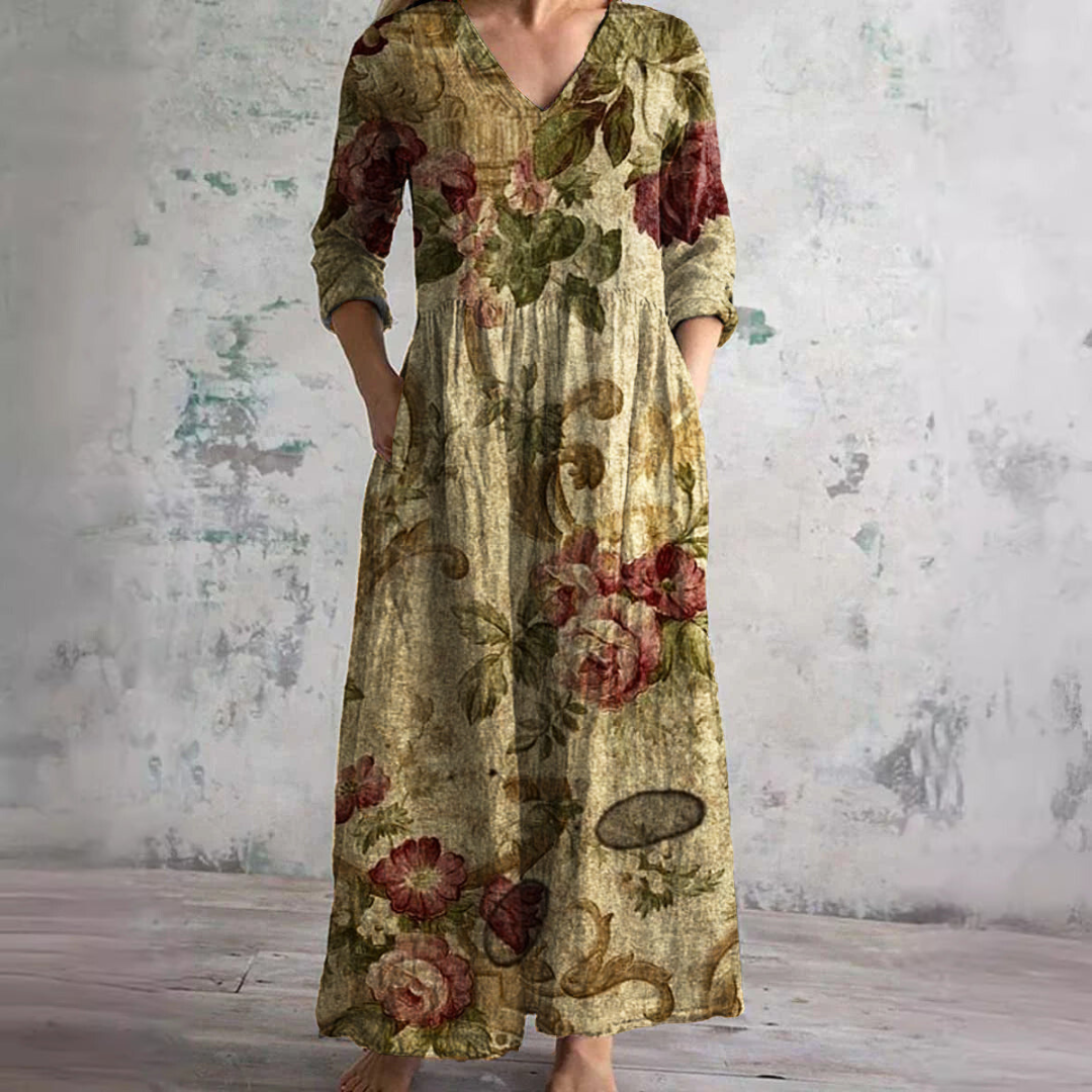 Ivory | Floral Whimsy Boho Maxi Dress