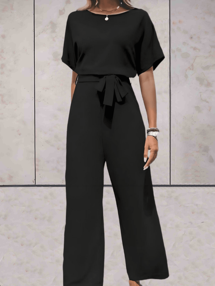 Noa | Women's Wide-Leg Jumpsuit Short Sleeve Belted Casual Playsuit