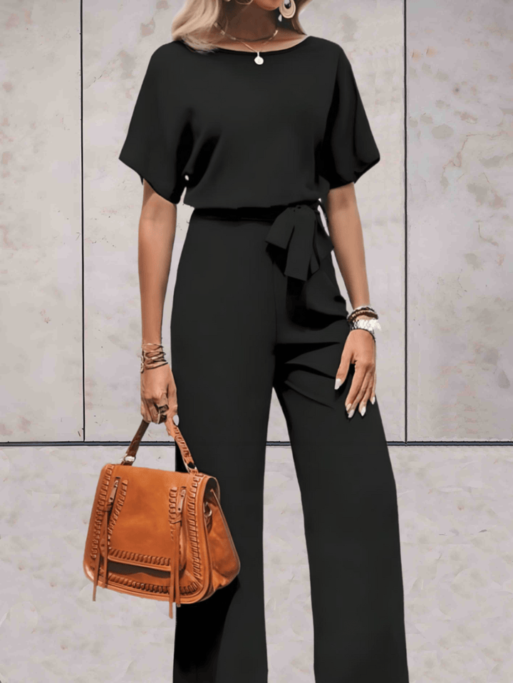 Noa | Women's Wide-Leg Jumpsuit Short Sleeve Belted Casual Playsuit