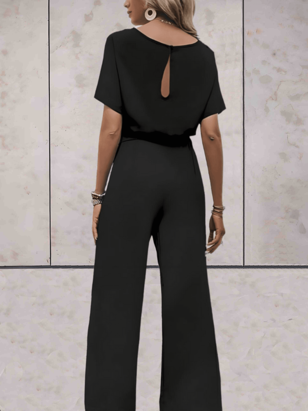 Noa | Women's Wide-Leg Jumpsuit Short Sleeve Belted Casual Playsuit