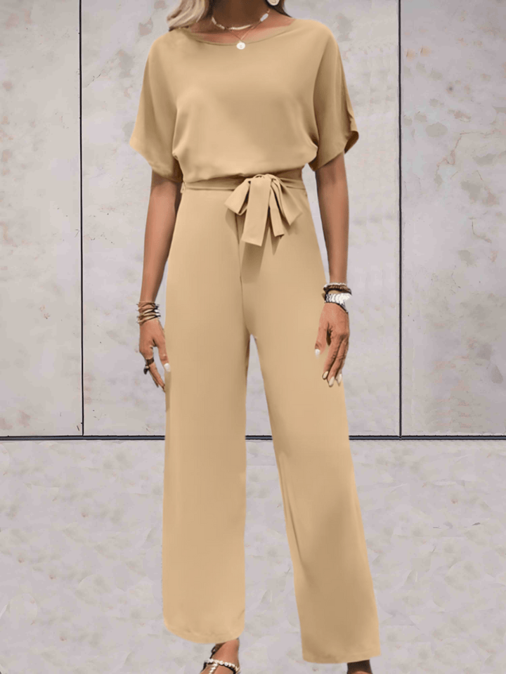 Noa | Women's Wide-Leg Jumpsuit Short Sleeve Belted Casual Playsuit