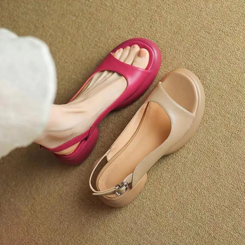 Ava Platform Sandals – Women’s Low Heel Open-Toe Slip-Ons