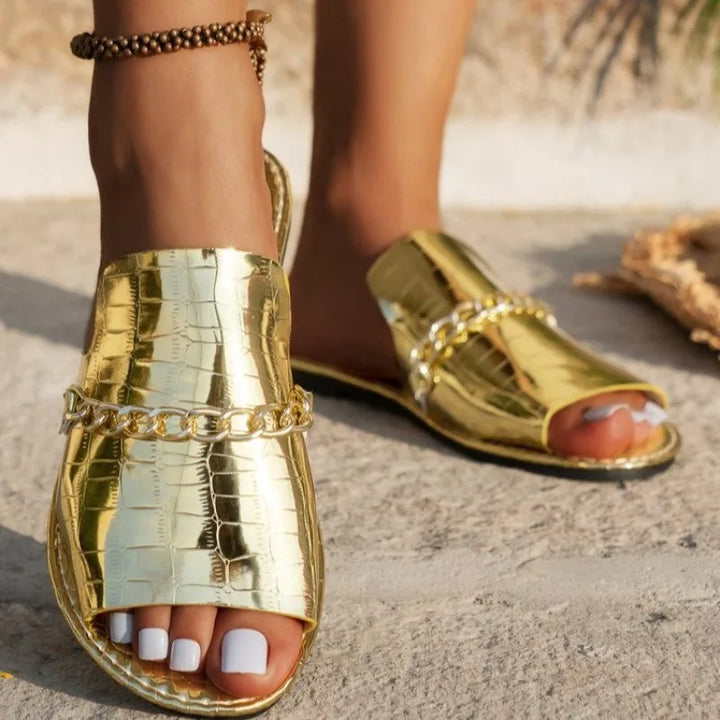 Sophia Croc Skin Sandals