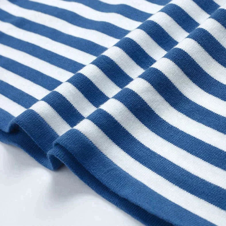 Stella | Women's Striped Knit Sweater Long Sleeve Crew Neck Pullover
