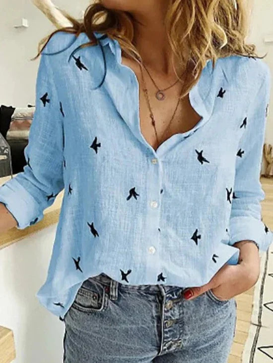 Piper | Women's Relaxed Linen Blend Button-Down Shirt