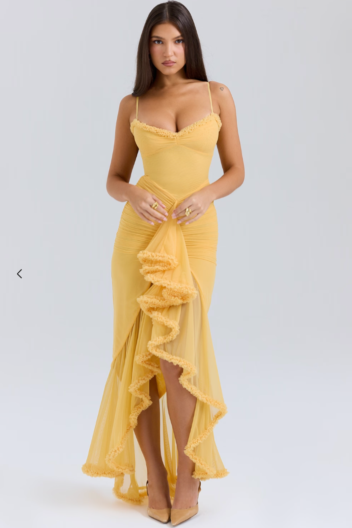 Fauna | Ruched Ruffle Dovetail Party Dress
