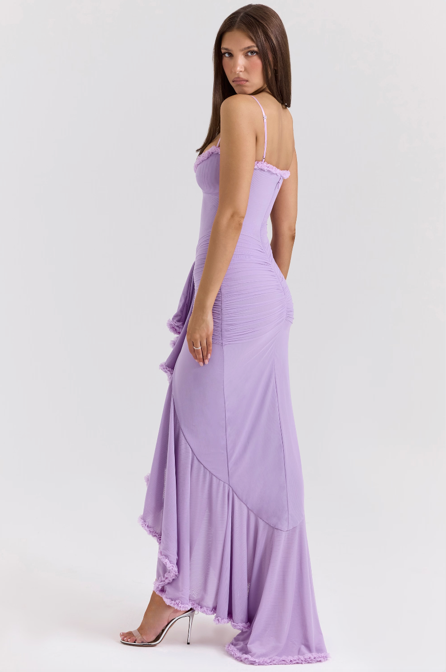 Fauna | Ruched Ruffle Dovetail Party Dress