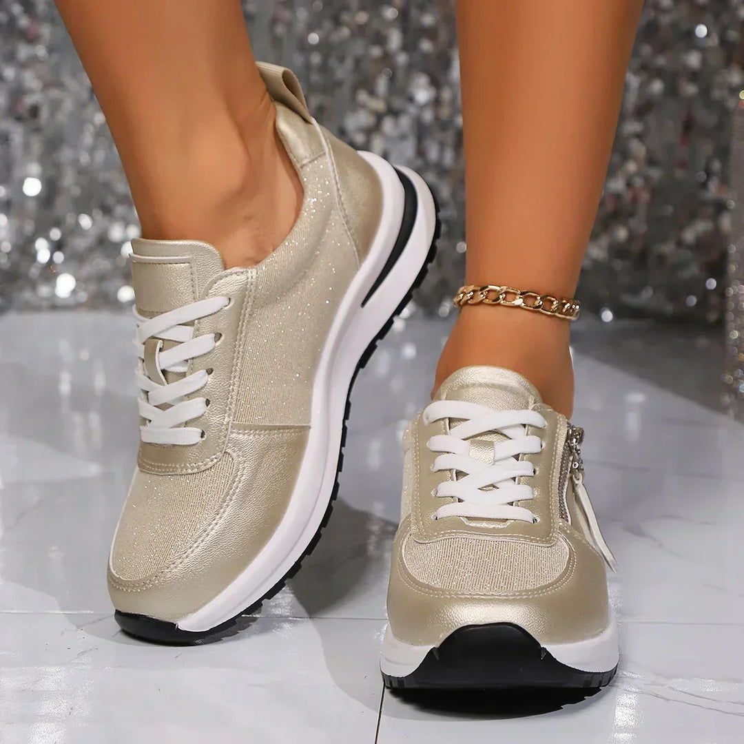 Sienna | Women's Metallic Lace Up Side Zip Platform Sneakers