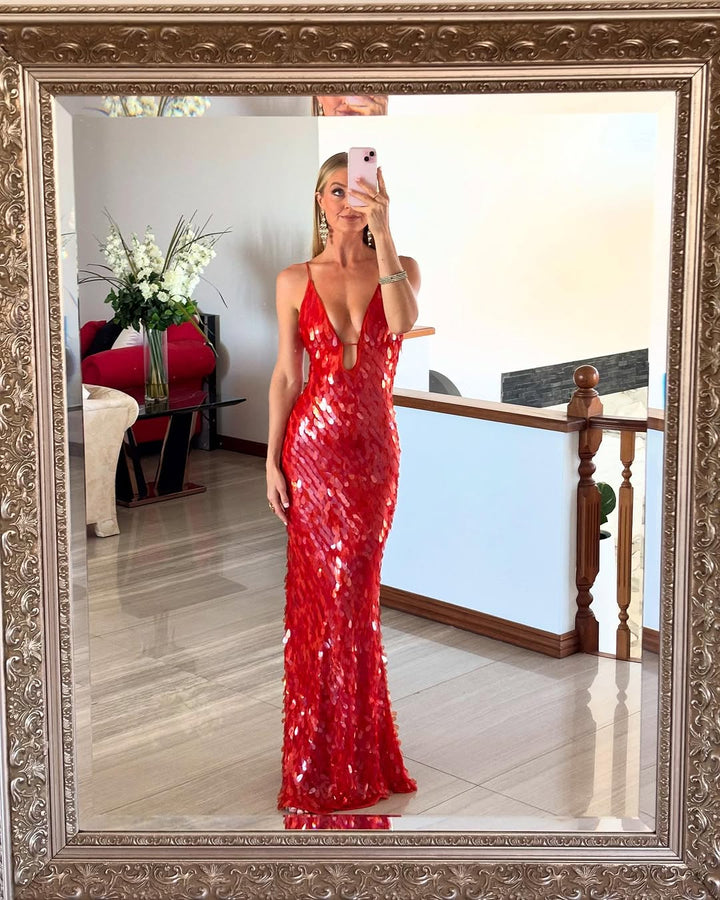 Kalea™ | Glitter Sequins Backless Strap Dress