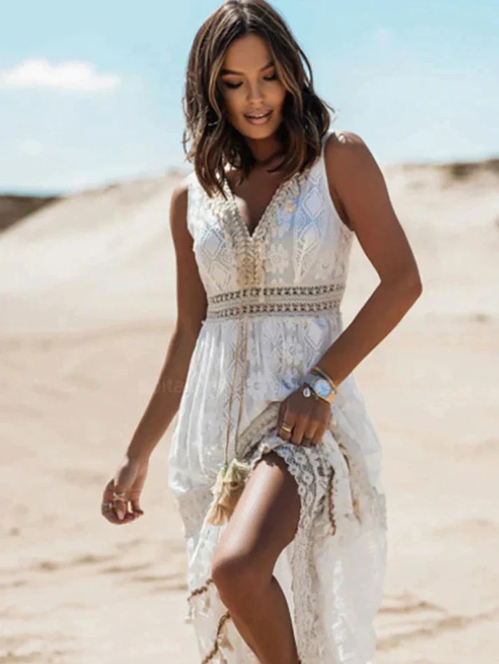 Emerson | Vintage Tassel Drawstring Boho Dress