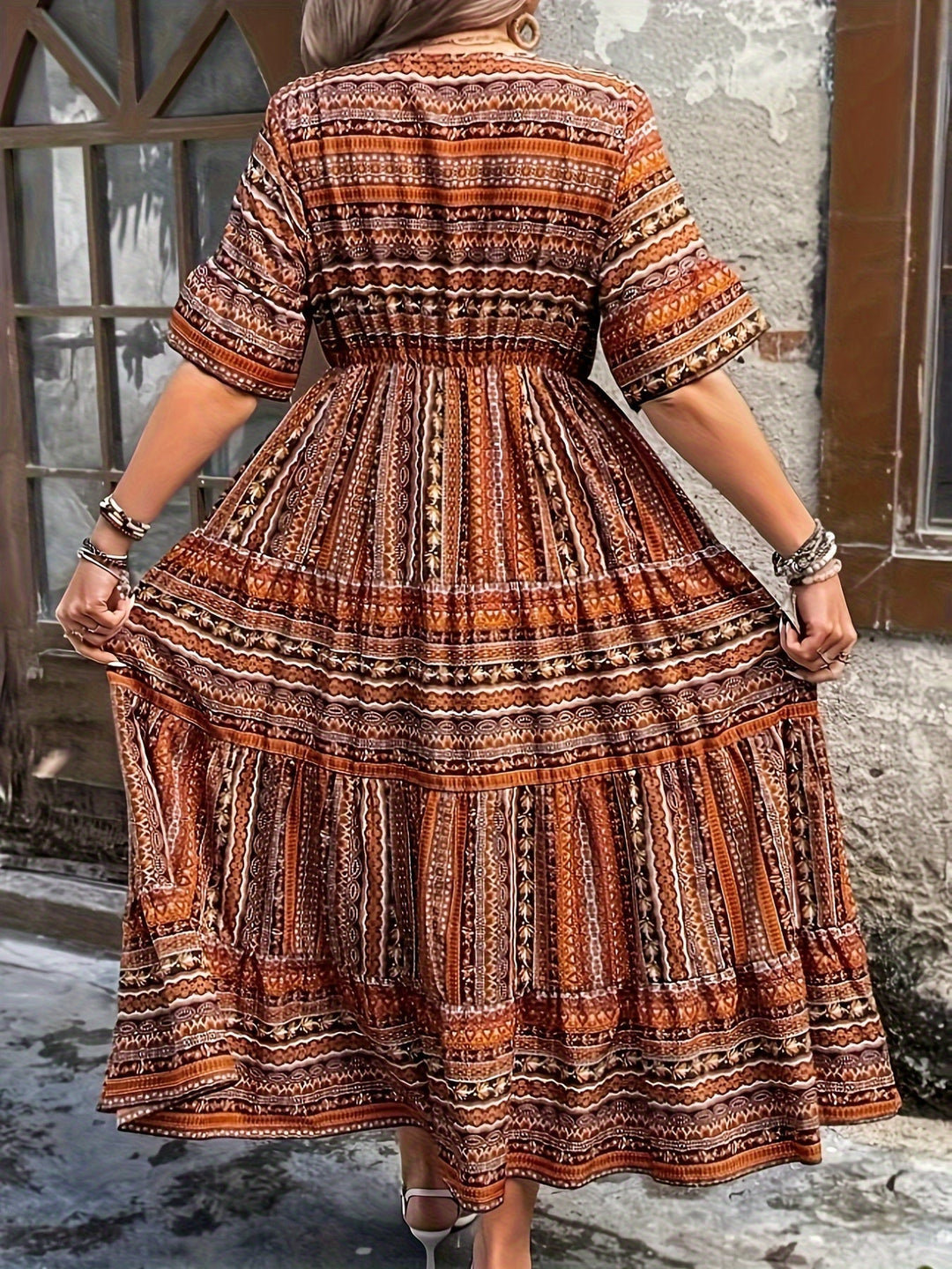 Sylpha | Elegant Ethnic Print Bohemian Dress