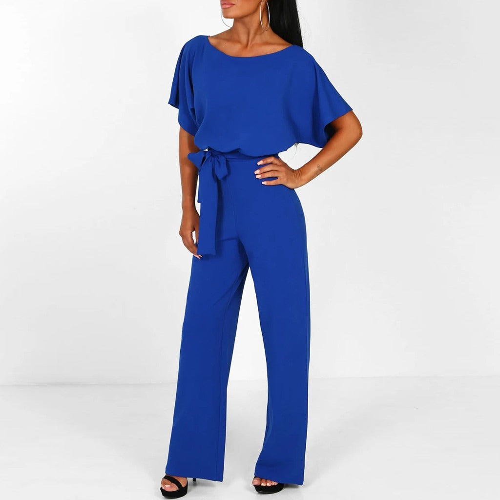 Celeste | Women's Wide Leg Jumpsuit with Belt Batwing Sleeve