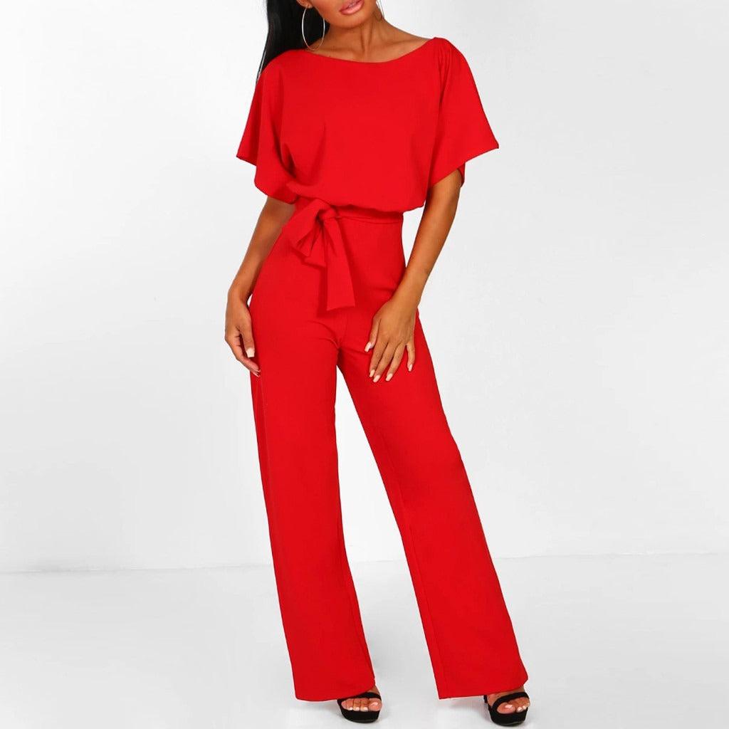 Celeste | Women's Wide Leg Jumpsuit with Belt Batwing Sleeve