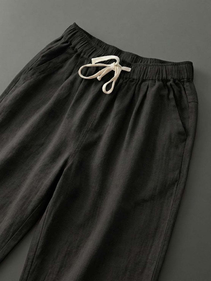River | Women's Linen Drawstring Pants Relaxed Tapered Fit