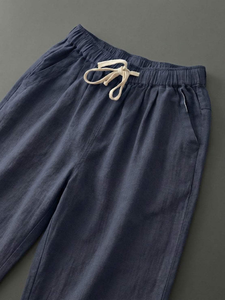 River | Women's Linen Drawstring Pants Relaxed Tapered Fit