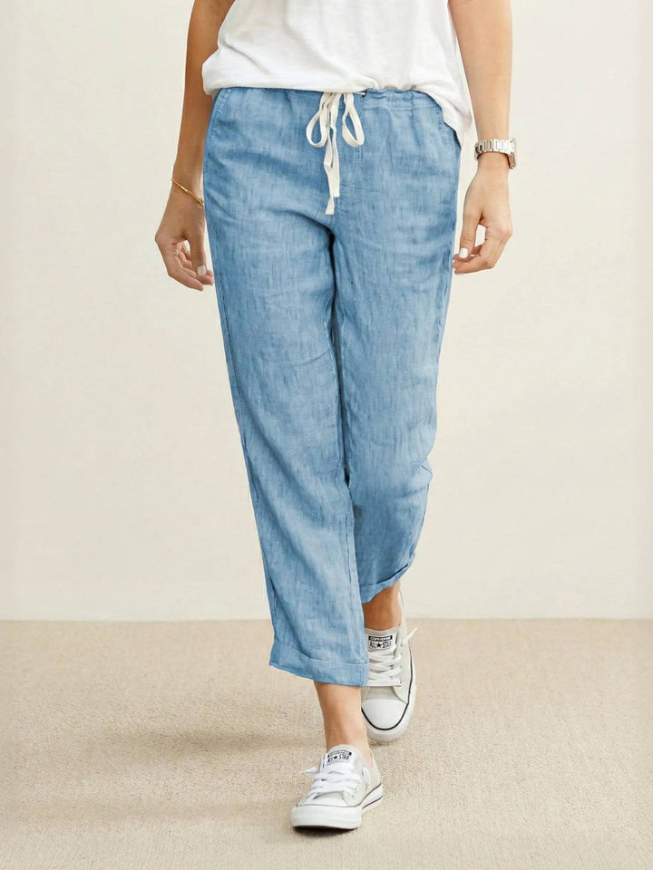 River | Women's Linen Drawstring Pants Relaxed Tapered Fit