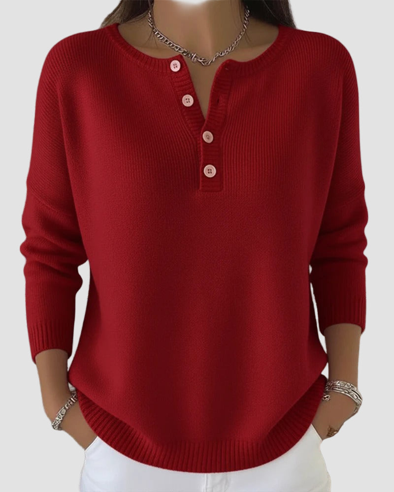 Bronwen | Women's Long Sleeve Henley Sweater