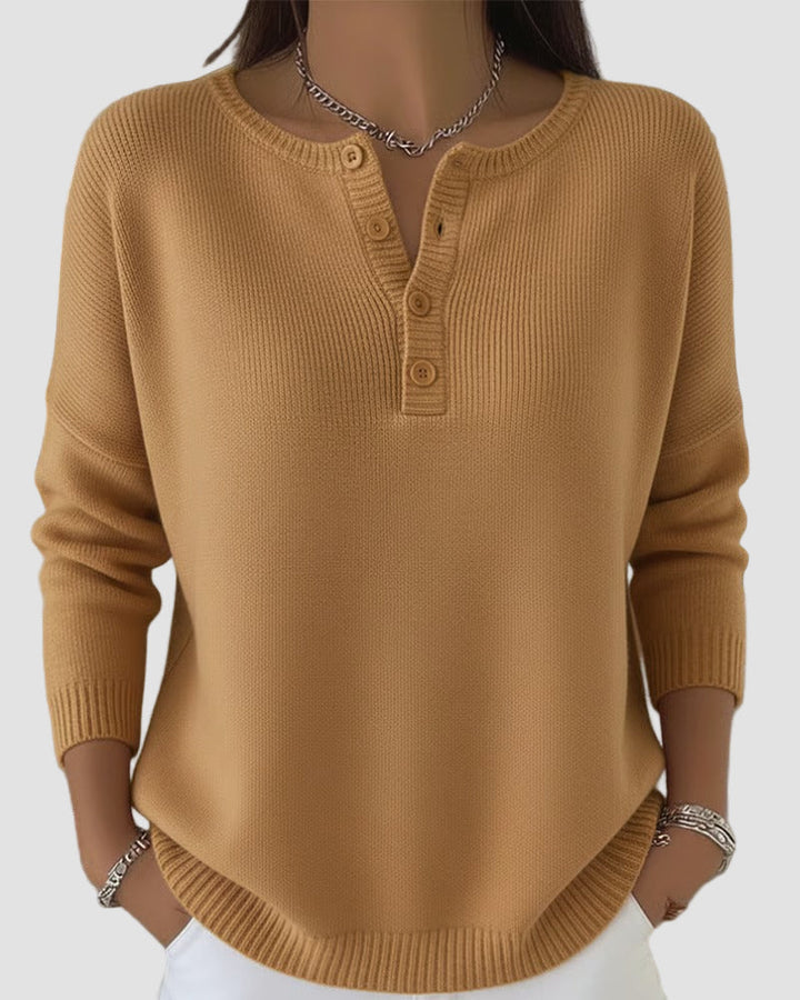 Bronwen | Women's Long Sleeve Henley Sweater