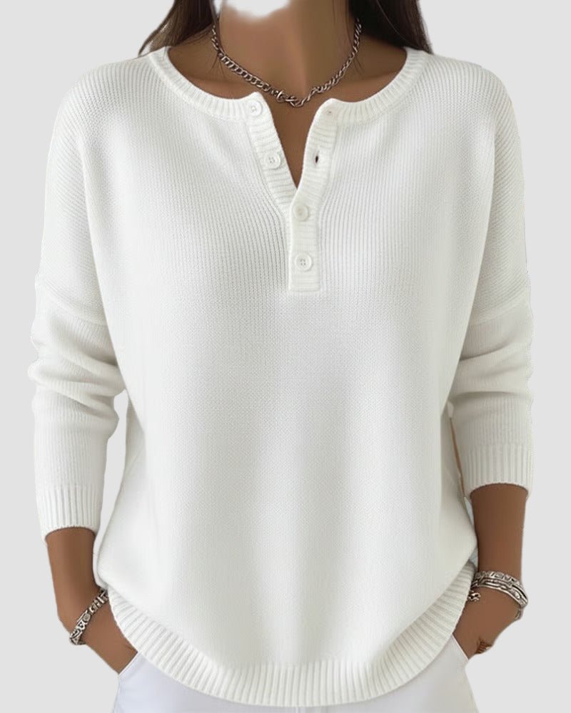 Bronwen | Women's Long Sleeve Henley Sweater