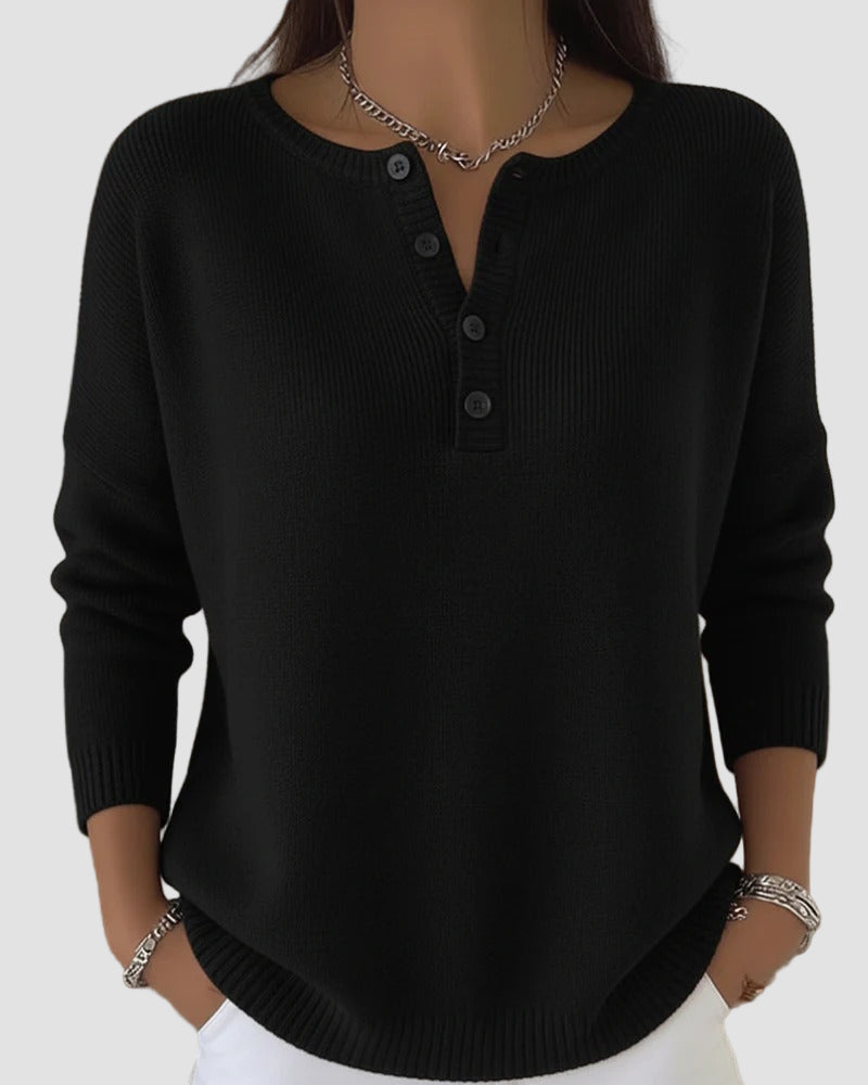 Bronwen | Women's Long Sleeve Henley Sweater