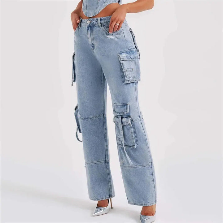 Brooke | Women's High Waisted Cargo Jeans
