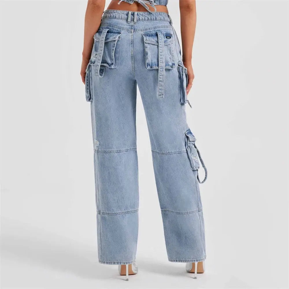 Brooke | Women's High Waisted Cargo Jeans