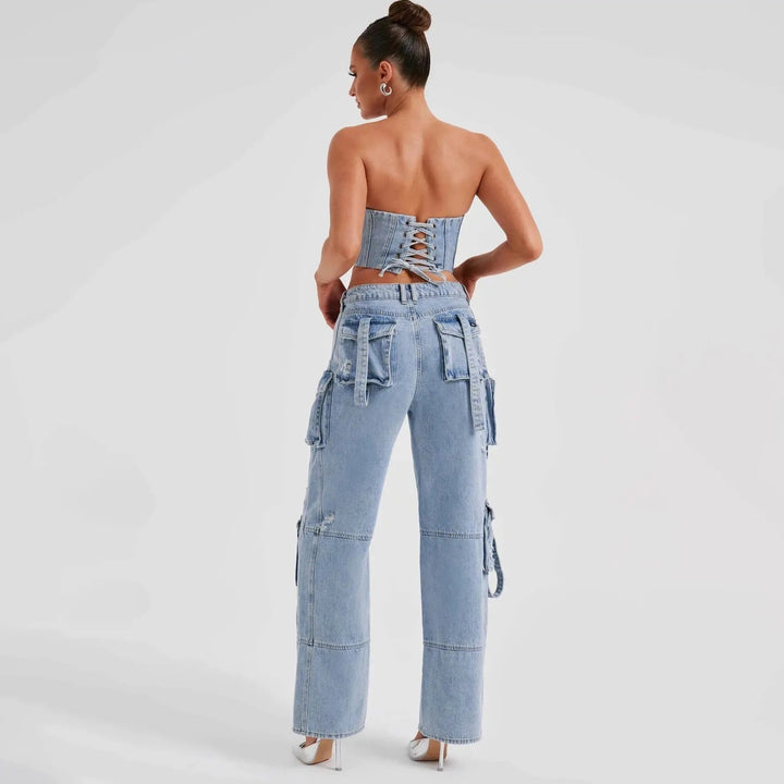 Brooke | Women's High Waisted Cargo Jeans