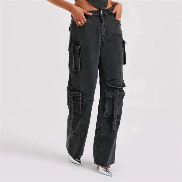 Brooke | Women's High Waisted Cargo Jeans