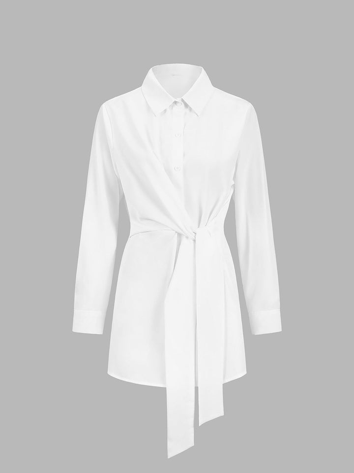 Audrey | Women's Tie Front Button Down Long Sleeve Shirt