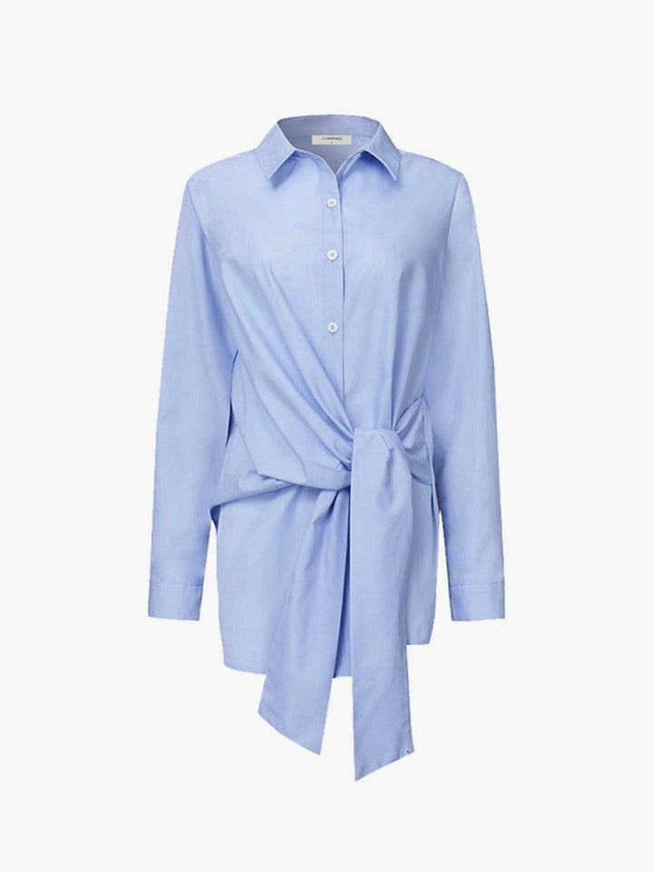 Audrey | Women's Tie Front Button Down Long Sleeve Shirt