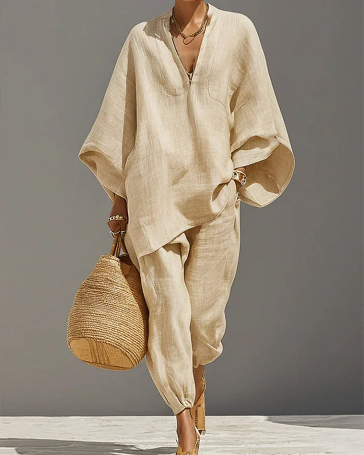 Set V-Neck Relaxed Sleeve Casual