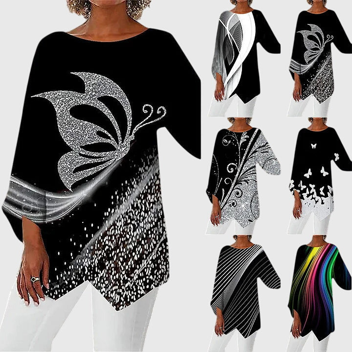 Calliope | Women's Butterfly Print Asymmetric Top