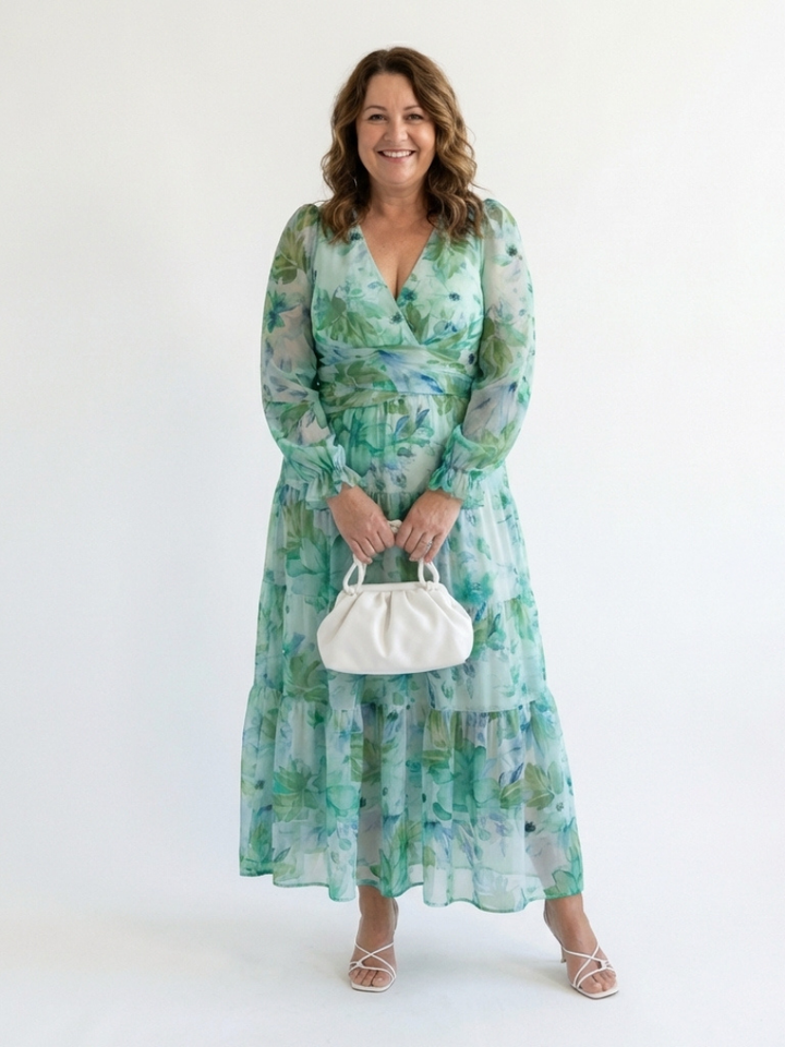 Camellia | Women's Floral Wrap Long Sleeve Maxi Dress