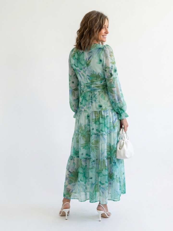 Camellia | Women's Floral Wrap Long Sleeve Maxi Dress