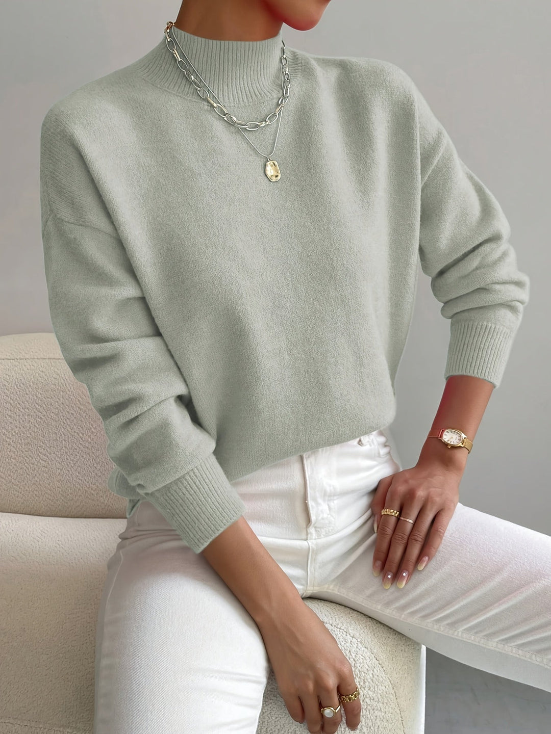 Camille | Women's Mock Neck Long Sleeve Sweater