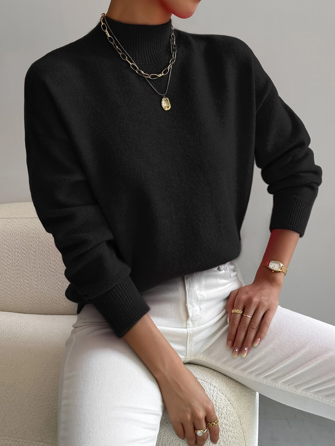 Camille | Women's Mock Neck Long Sleeve Sweater
