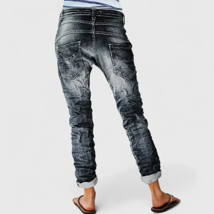 Celeste | Women's Distressed Tapered Jeans