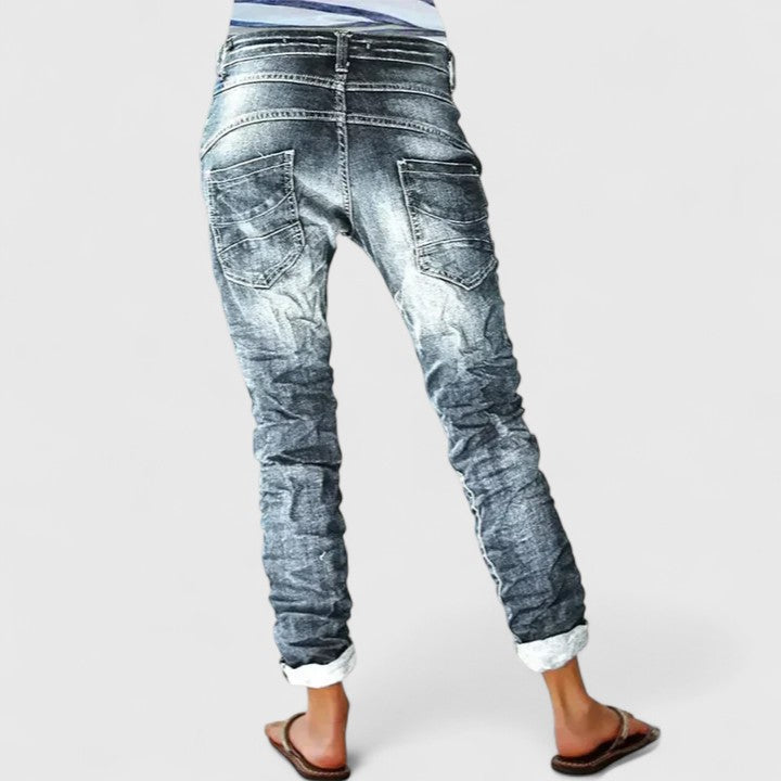 Celeste | Women's Distressed Tapered Jeans