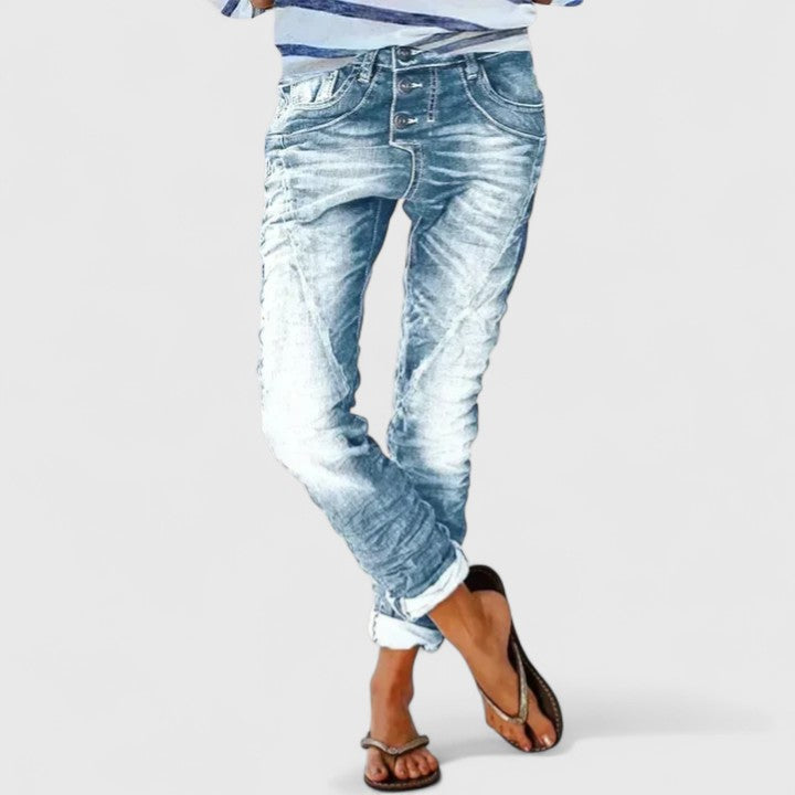 Celeste | Women's Distressed Tapered Jeans