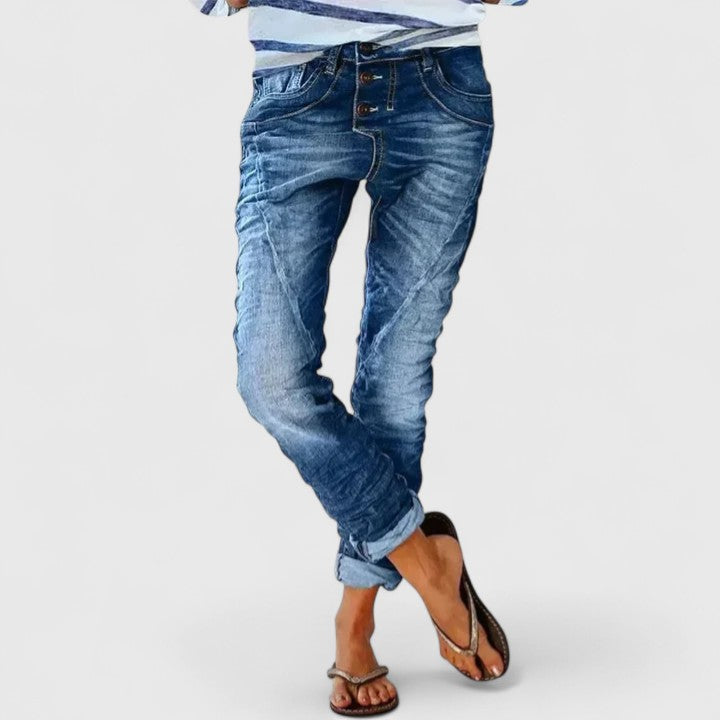 Celeste | Women's Distressed Tapered Jeans