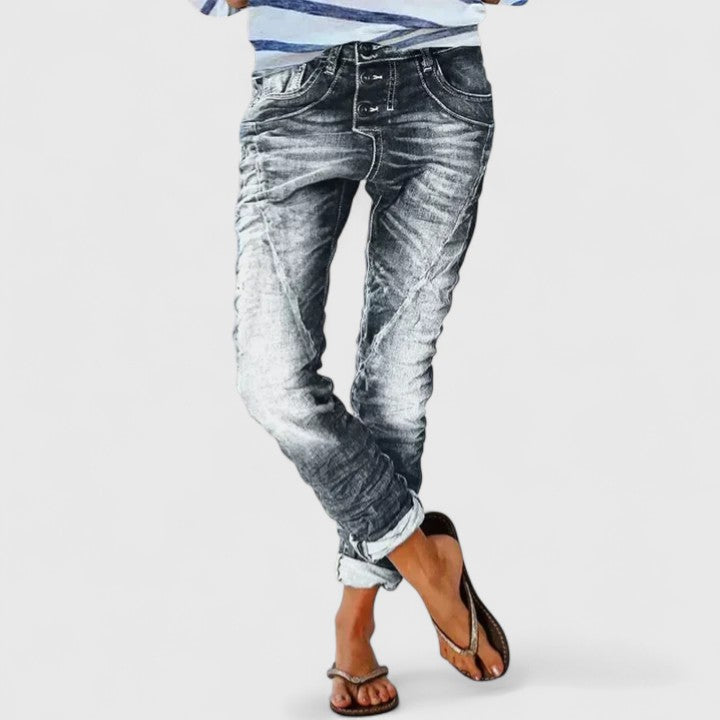 Celeste | Women's Distressed Tapered Jeans