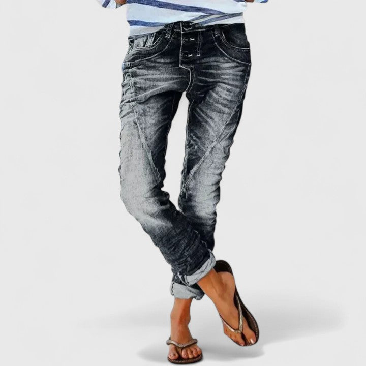 Celeste | Women's Distressed Tapered Jeans