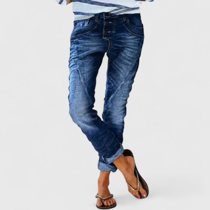 Celeste | Women's Distressed Tapered Jeans