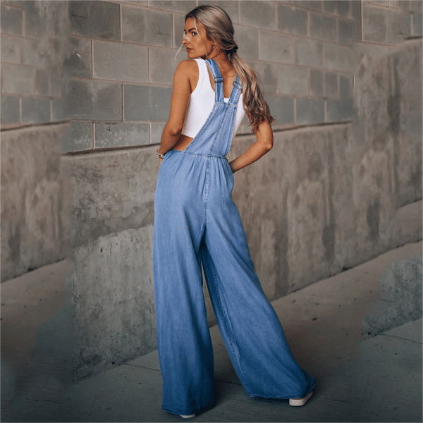 River | Women's Wide-Leg Denim Dungaree Jumpsuit