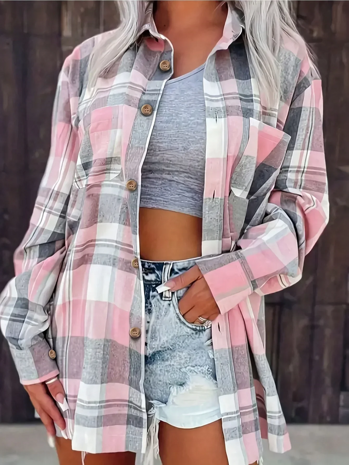 Sadie | Women's Plaid Flannel Long Sleeve Button Up Shirt