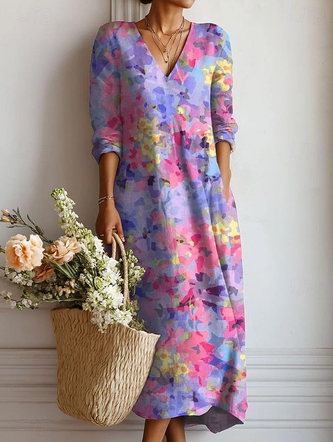 Estella | Women's Floral V-Neck Midi Dress