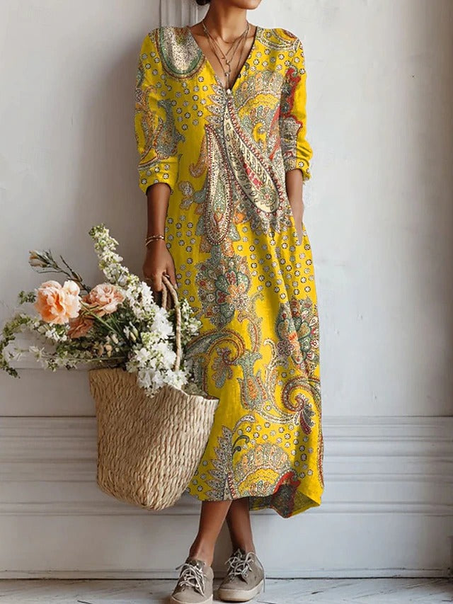 Estella | Women's Floral V-Neck Midi Dress